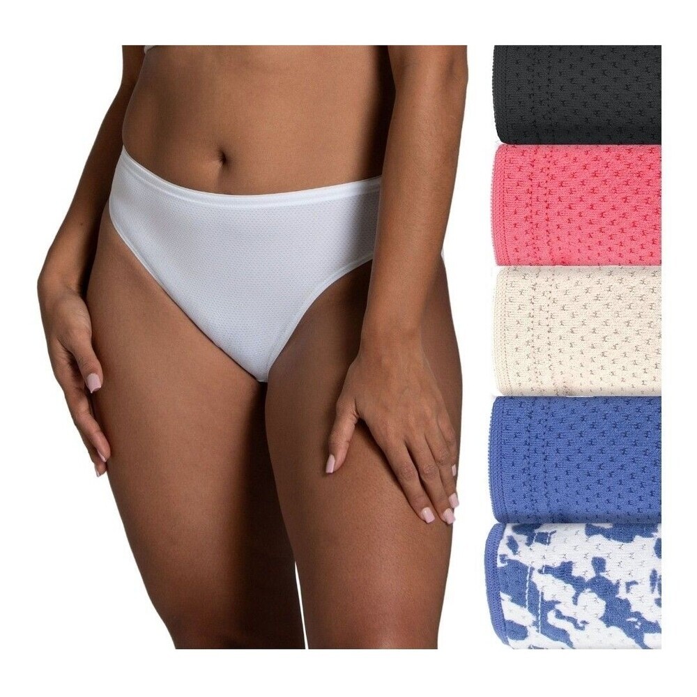 Fruit of the Loom Hi-Cut Panties Women 11/4XL Multicolor New 6-Pack Micro-Mesh - Picture 4 of 4